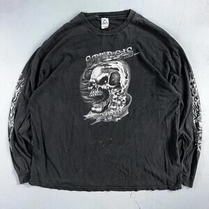 Sturgis Y2K Skulls Long Sleeve VTG T Shirt Biker Motorcycle 2008 Black Grunge